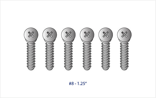 GRADE 2 TITANIUM #8 FLAT HEAD TAPPING SCREWS (PACK OF 6)