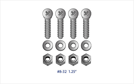 GRADE 2 TITANIUM #8-32 FLAT HEAD MACHINE SCREWS W/ WASHERS &amp; LOCKNUTS (PACK OF 4)