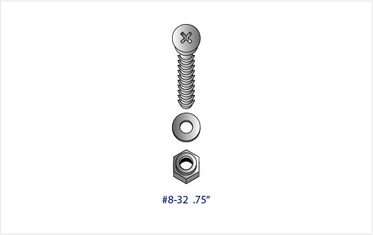 GRADE 2 TITANIUM #8-32 FLAT HEAD MACHINE SCREWS W/ WASHERS &amp; LOCKNUTS (PACK OF 1)