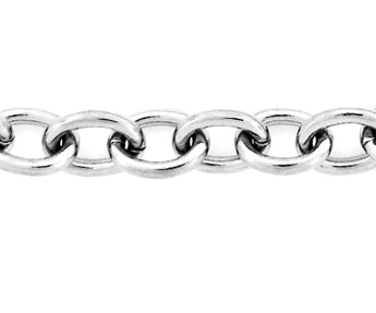 8.5MM GRADE 2 TITANIUM POLISHED OVAL ROLO CHAIN WITH CLASP (20.0&quot;)