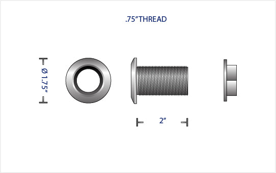 TITANIUM 0.75&quot; THRU-HULL FITTING WITH Ti FLANGED NUT